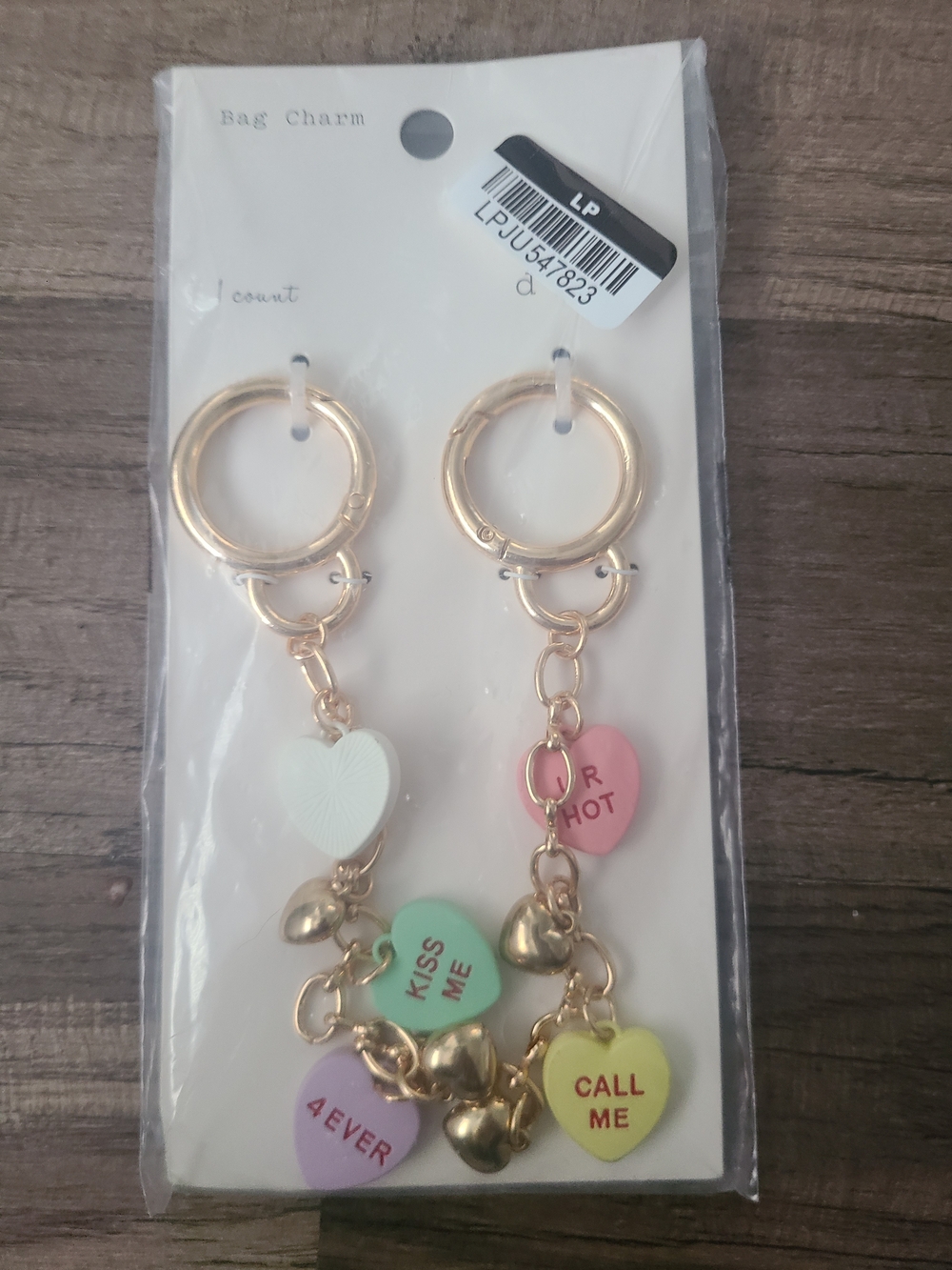 Gold Tone Multi-Heart Charm Bag chain - Pastel Hearts (Women Accessories)